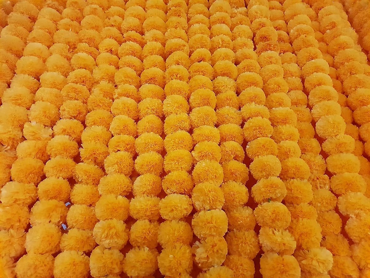 Kunstmatige Goudsbloem Garland Bloem Toran Pack Van 5 Phool Mala Voor Thuis Tempel Decoratie Diwali Pooja Indiase Bruiloft, Outdoor Indoor Nep Bloemen 5 Voet Elk (PACK VAN 10)