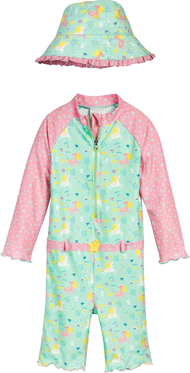 Eendelig badpak met lange mouwen en zonnehoed met uv-bescherming 50+ zonbescherming, badkleding