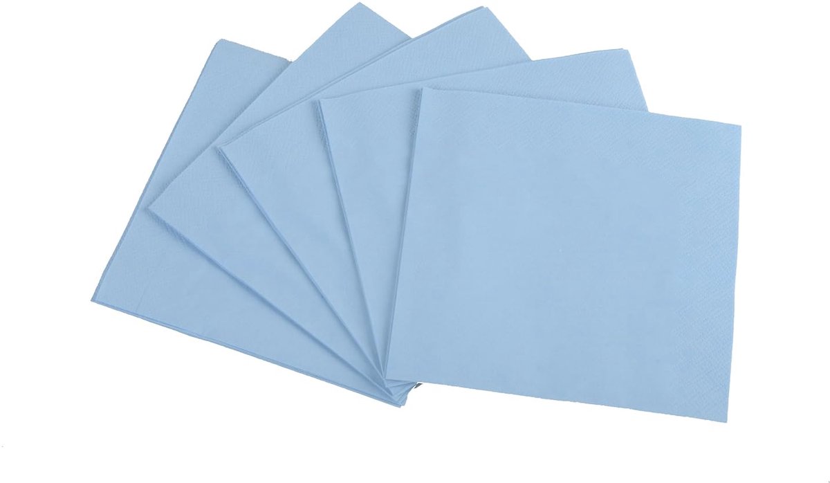 Celdoekservetten | 33 x 33 cm, 1/4 gevouwen, 3-laags, lichtblauw | 4-pack (4 x 250 stuks)