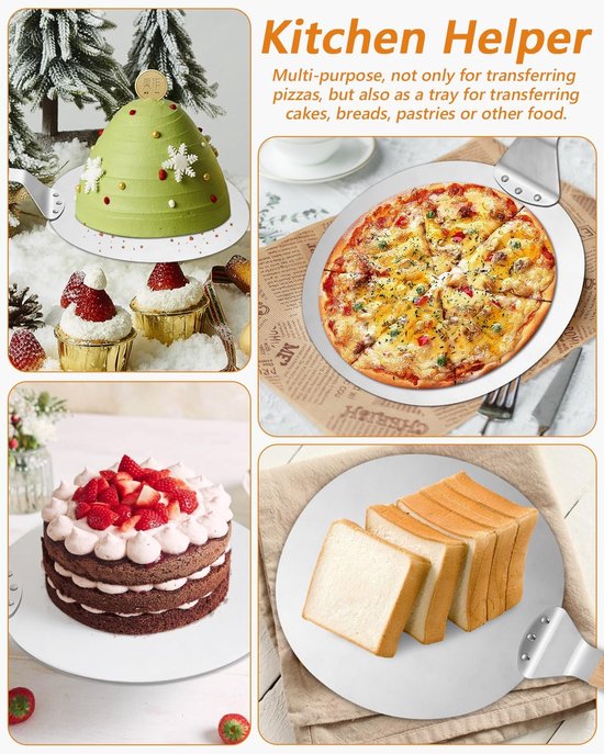 Pizzaschuiver met Houten Handvat - Roestvrij Stalen Pizzaschep Geperforeerd, 25,4 cm Pizzarooster voor het Bakken van Zelfgemaakte Pizza, Brood, Koekjes en Cake, Ophangen — afbeelding 5