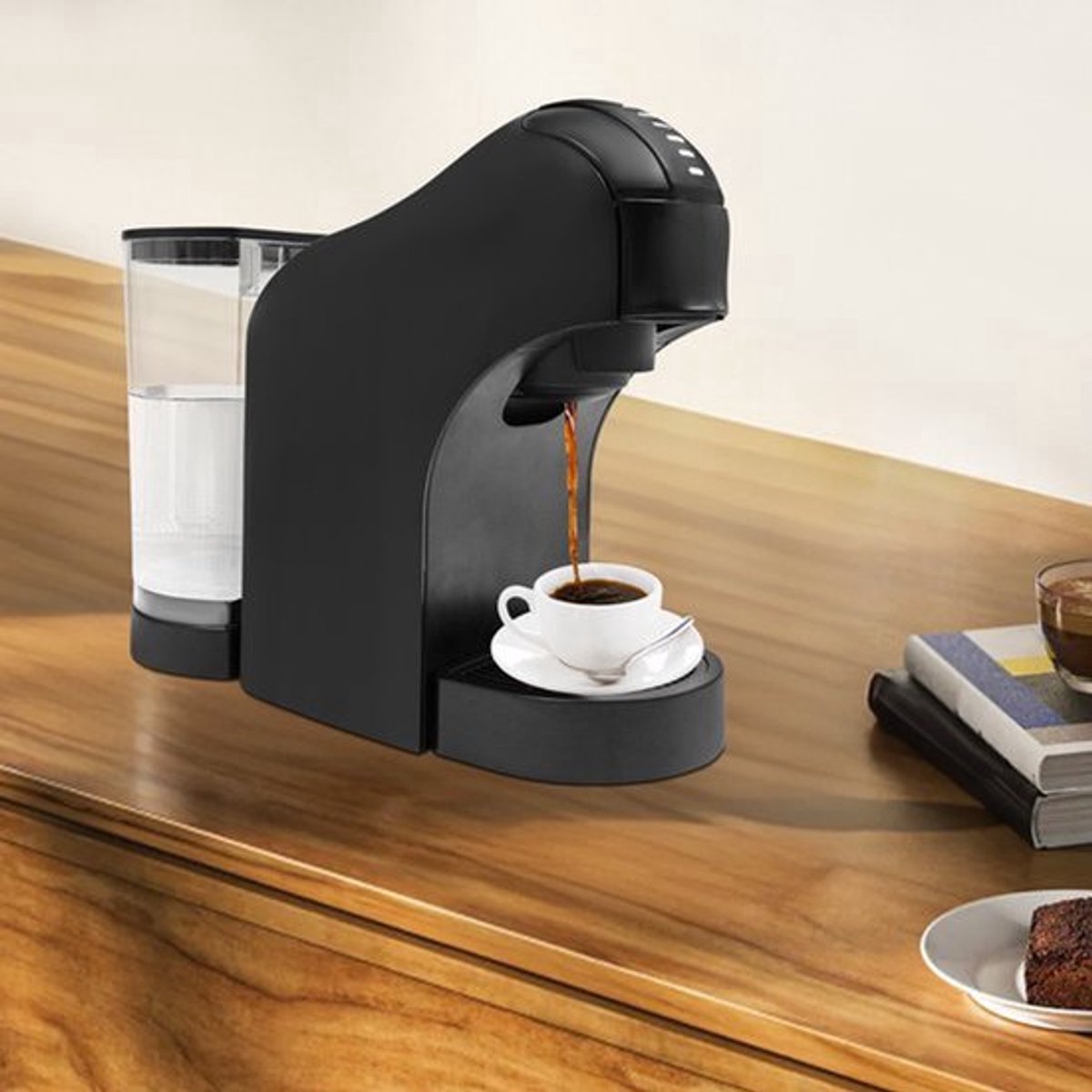 Espressomachine - 1400 W - 20 Bar Druk - 800 ml Watertank - RVS - Zwart - Voor Koffiecapsules