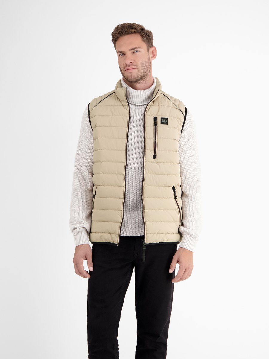 LERROS Sportief gewatteerd vest met hoge kraag en zakken met ritssluiting 100% polyester Beige