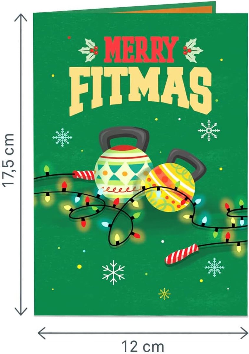 Papercrush Pop-upkaart Kerstmis Merry Fitmas – 3D-kerstkaart als grappig cadeau voor sporters, gymaccessoires of fitness-tegoedbon, grappig fitnesscadeau voor mannen