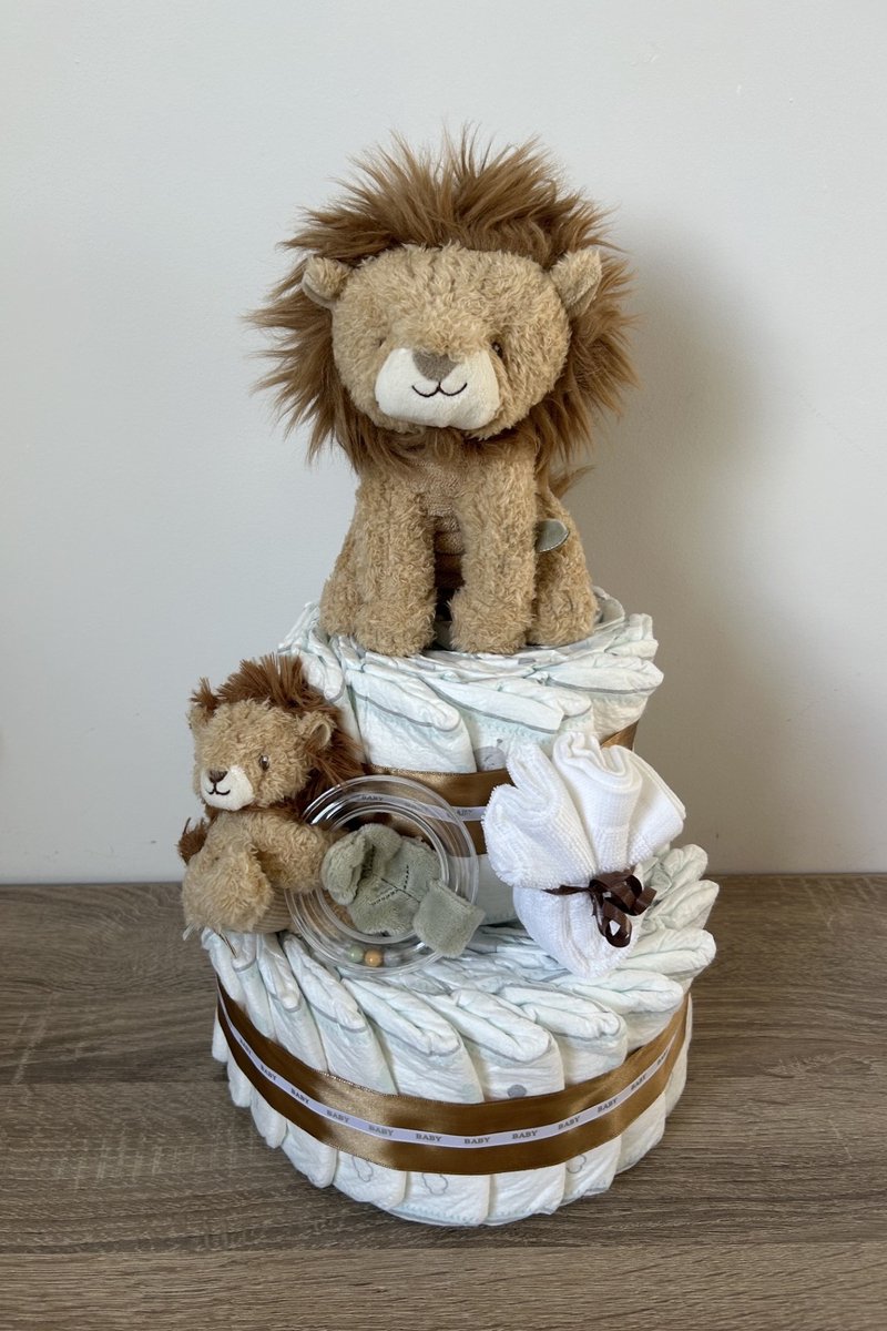 2-Laags Neutrale Luiertaart Little Dutch Safari Friends Leeuw