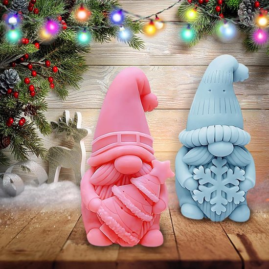 siliconen mal, 2 stuks 3D kabouter siliconen mal,kabouter,gietvormen Kerstmis,gietvormen voor kerstversiering — afbeelding 3