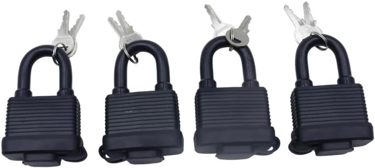 4 Stuks Waterdichte Hangsloten met 2 Sleutels, Universele Messing Hangsloten voor Buitengebruik, Ideaal voor Garage en Tuin, Afmetingen 5.8x9.5cm