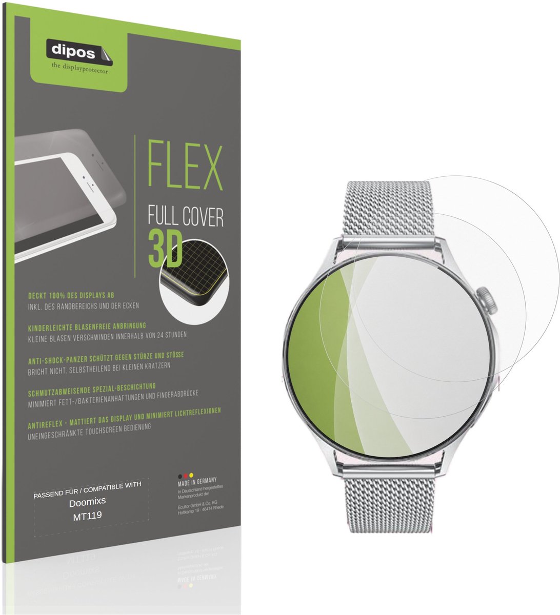 dipos FLEX – 2x Matte Screenprotector geschikt voor Doomixs MT119 | Volledige Schermbescherming | Case-Friendly