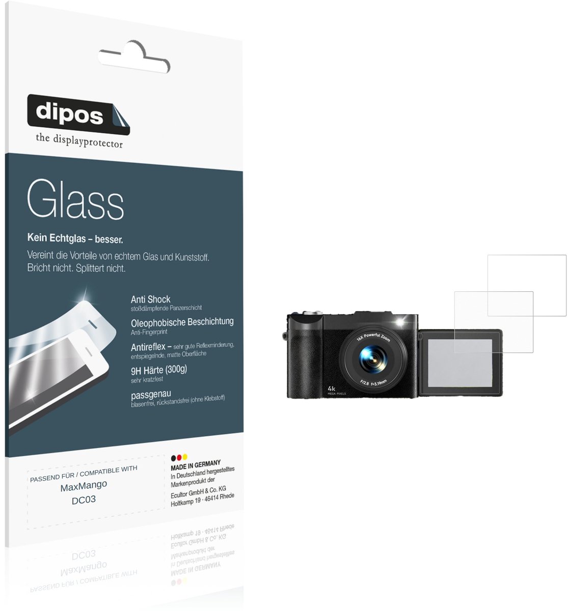 dipos – 2x Matte Pantserfolie geschikt voor MaxMango DC03 | 9H Screenprotector