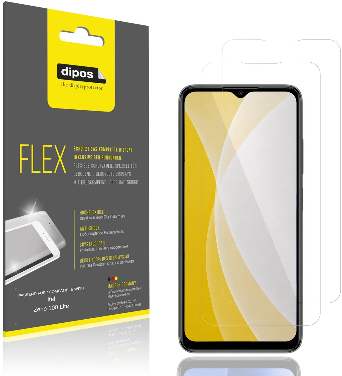 dipos – 2x Beschermfolie geschikt voor Itel Zeno 100 Lite | 3D Full Cover Screenprotector | 100% Passend
