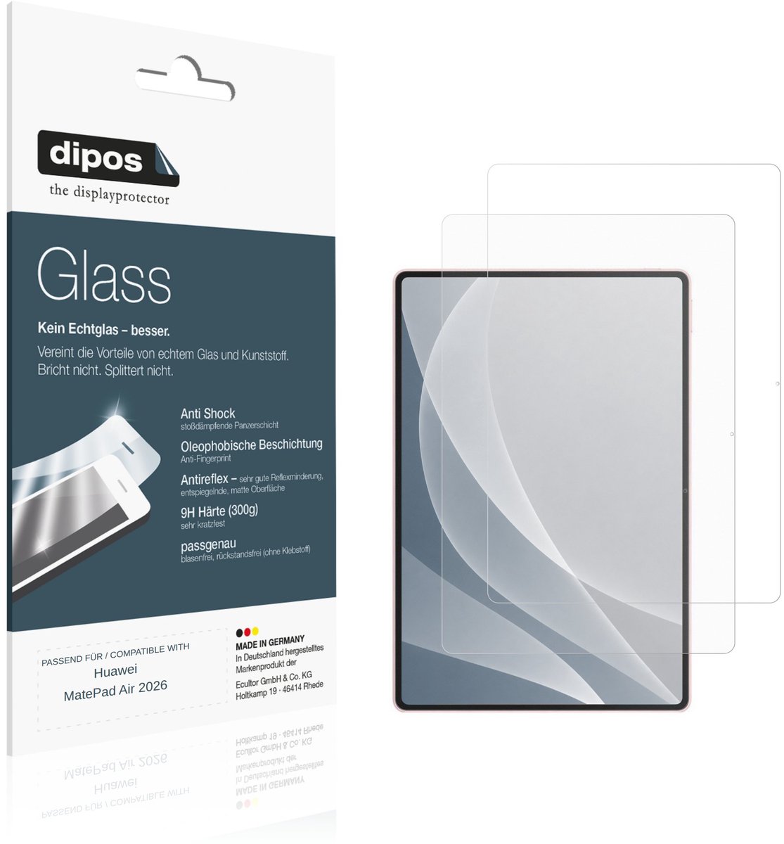 dipos – 2x Matte Pantserfolie geschikt voor Huawei MatePad Air 2026 | 9H Screenprotector