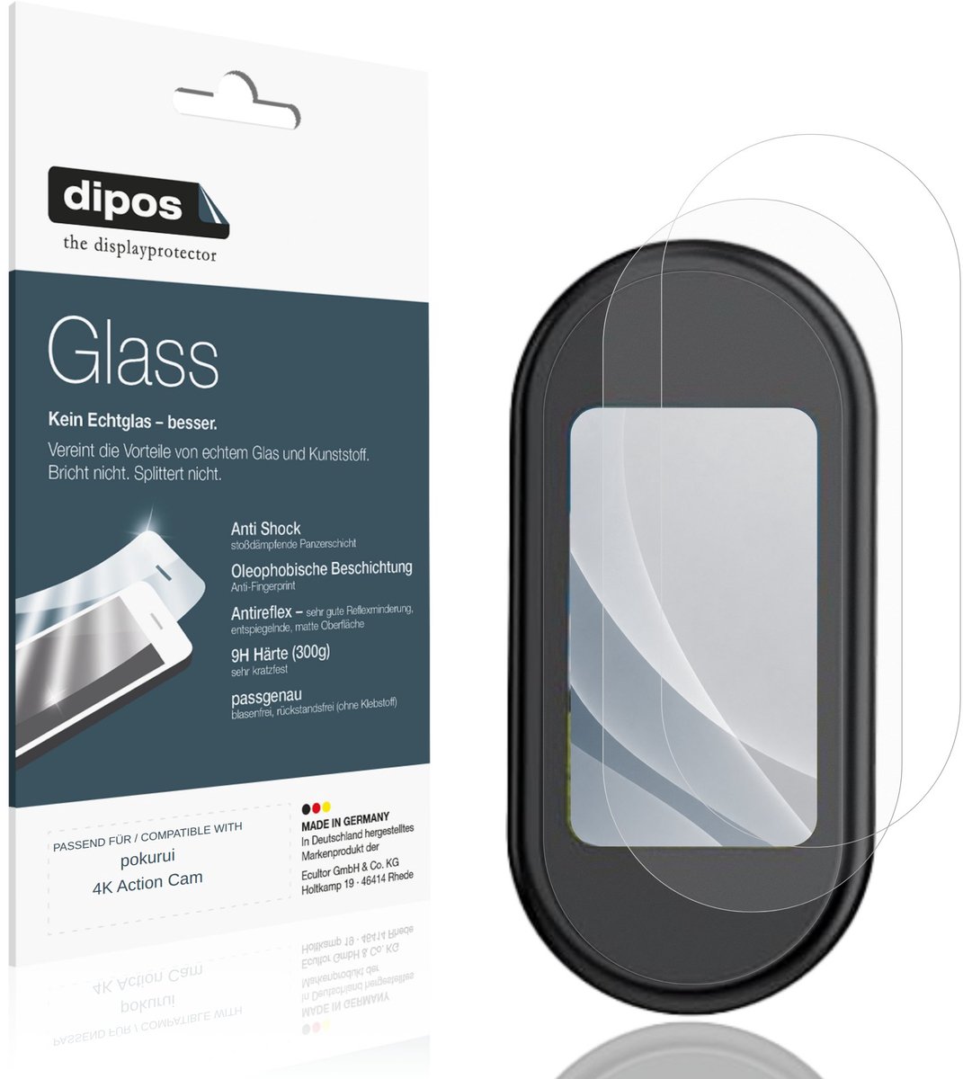 dipos – 2x Matte Pantserfolie geschikt voor pokurui 4K Action Cam | 9H Screenprotector