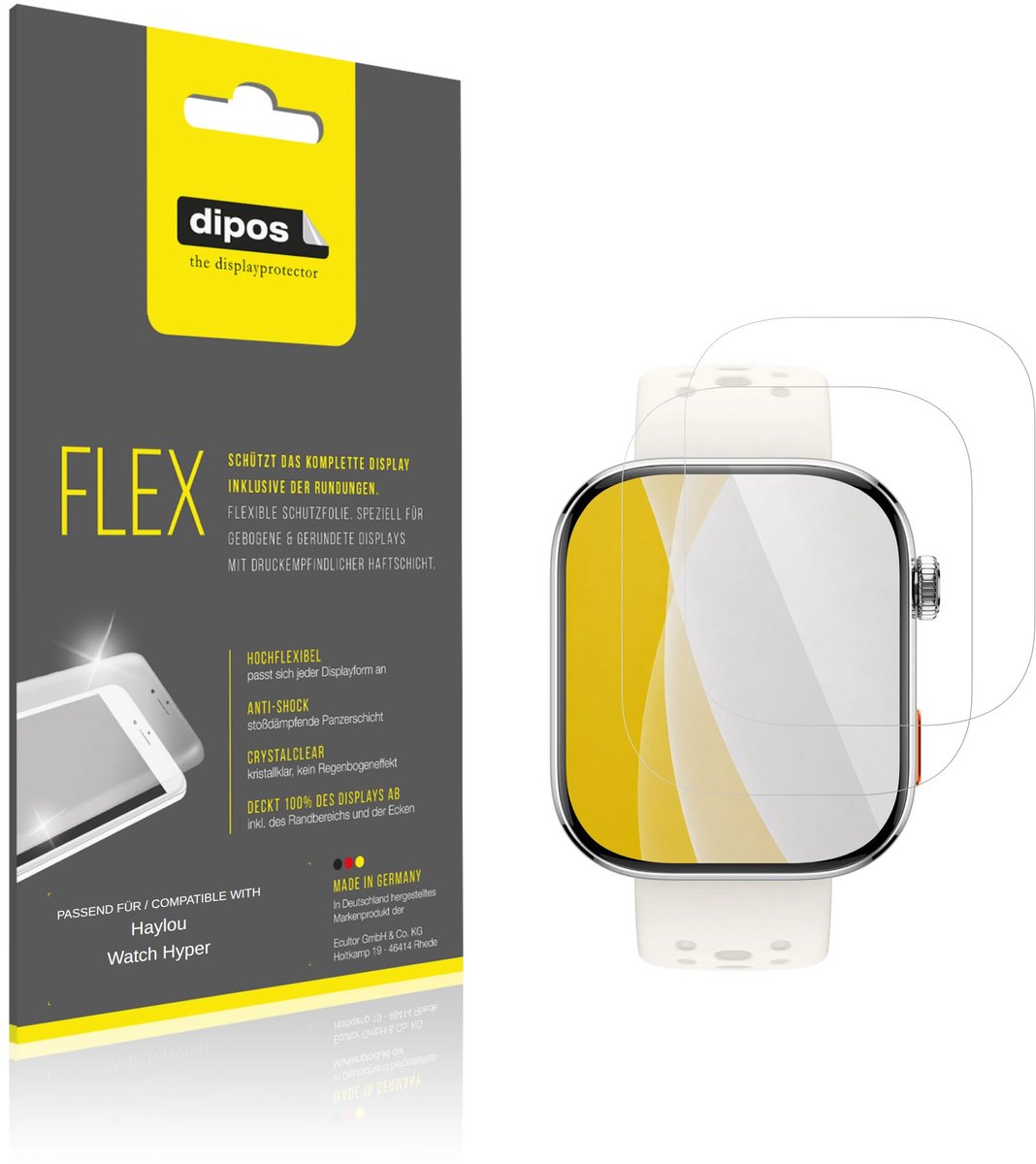 dipos – 2x Beschermfolie geschikt voor Haylou Watch Hyper | 3D Full Cover Screenprotector | 100% Passend