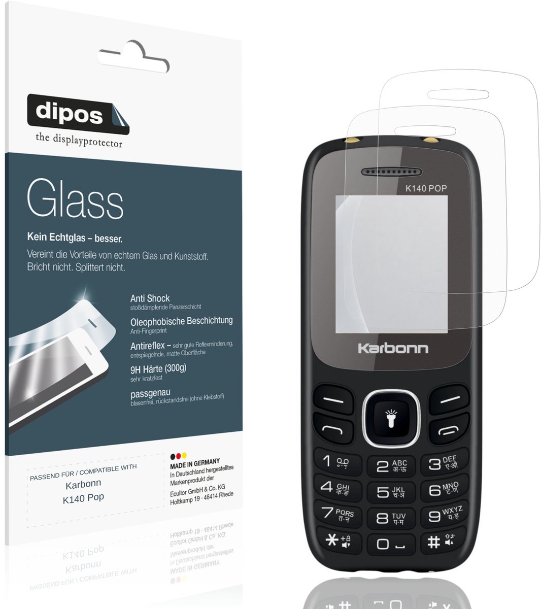 dipos – 2x Matte Pantserfolie geschikt voor Karbonn K140 Pop | 9H Screenprotector