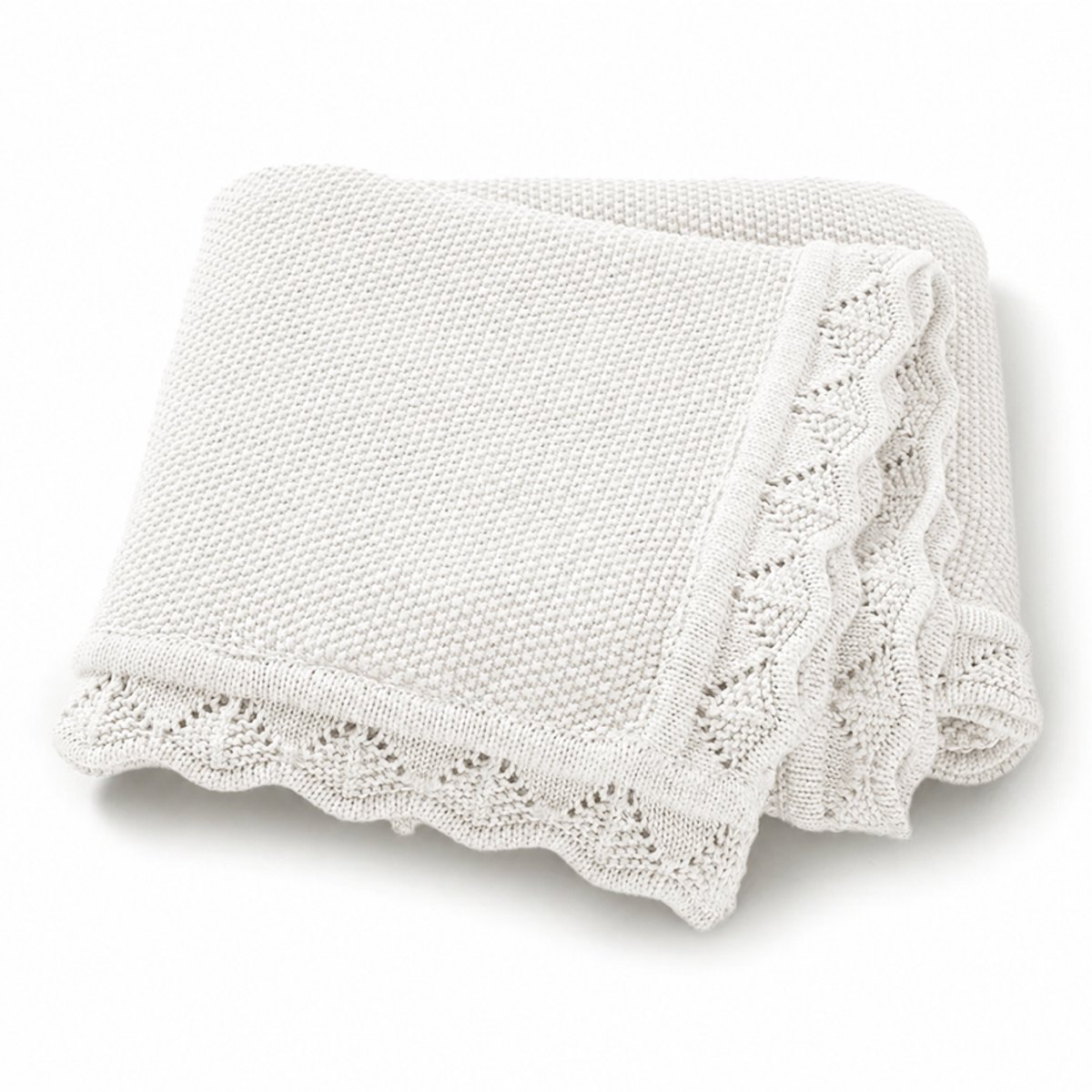 MijnNami Baby Deken 80 x 100 cm – 100% Katoen – Wiegdeken en Ledikant Deken – Gebreid Baby Dekentje – Pearl