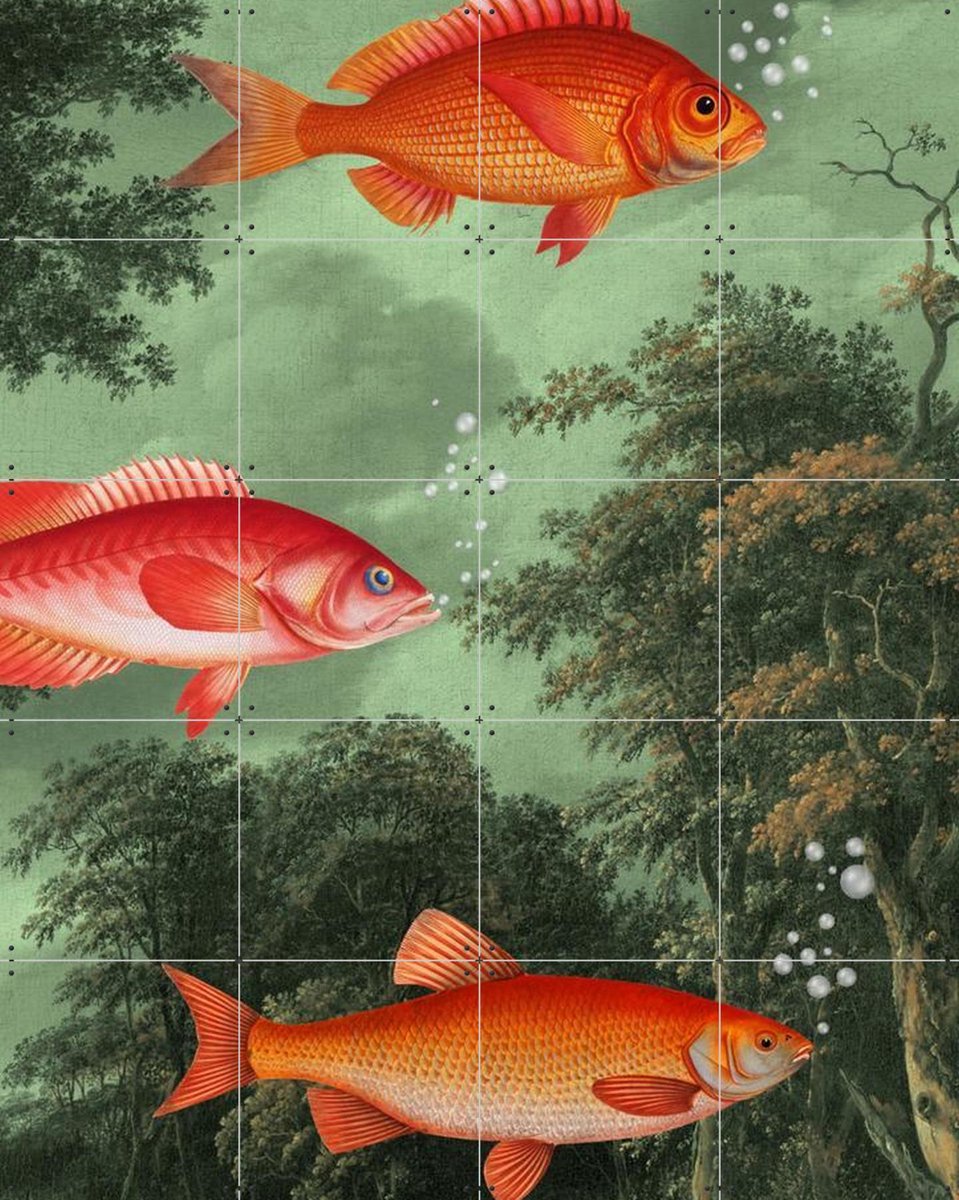 IXXI It's the Season of Flying Fish, Marja van den Hurk - 80 x 100 cm - Gratis ophangtool - Grote wanddecoratie en posters - Surrealisme, Kleurrijk