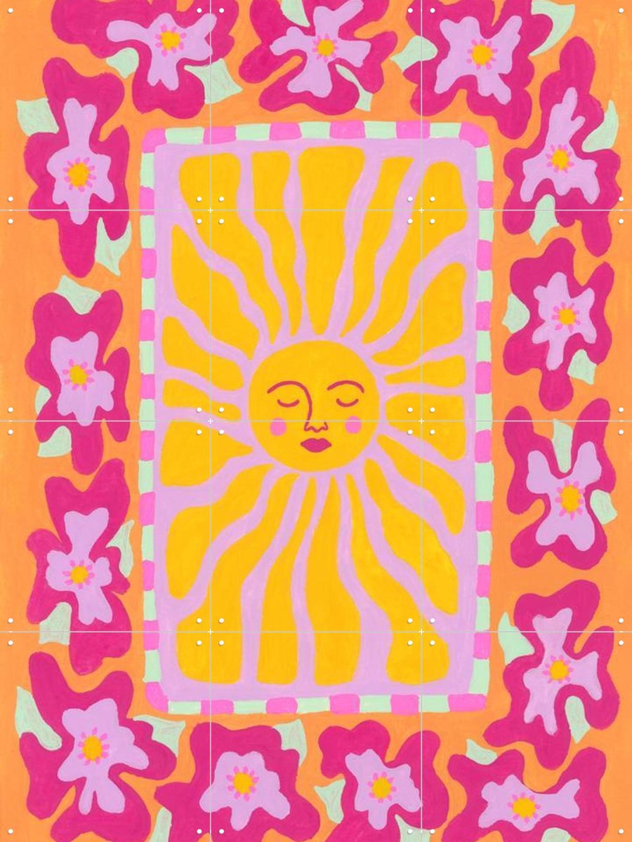 IXXI Sunshine, Kirsten Blom Art & Illustration - 60 x 80 cm - Gratis ophangtool - Grote wanddecoratie en posters - Fantasierijk, Pop art, Kleurrijk