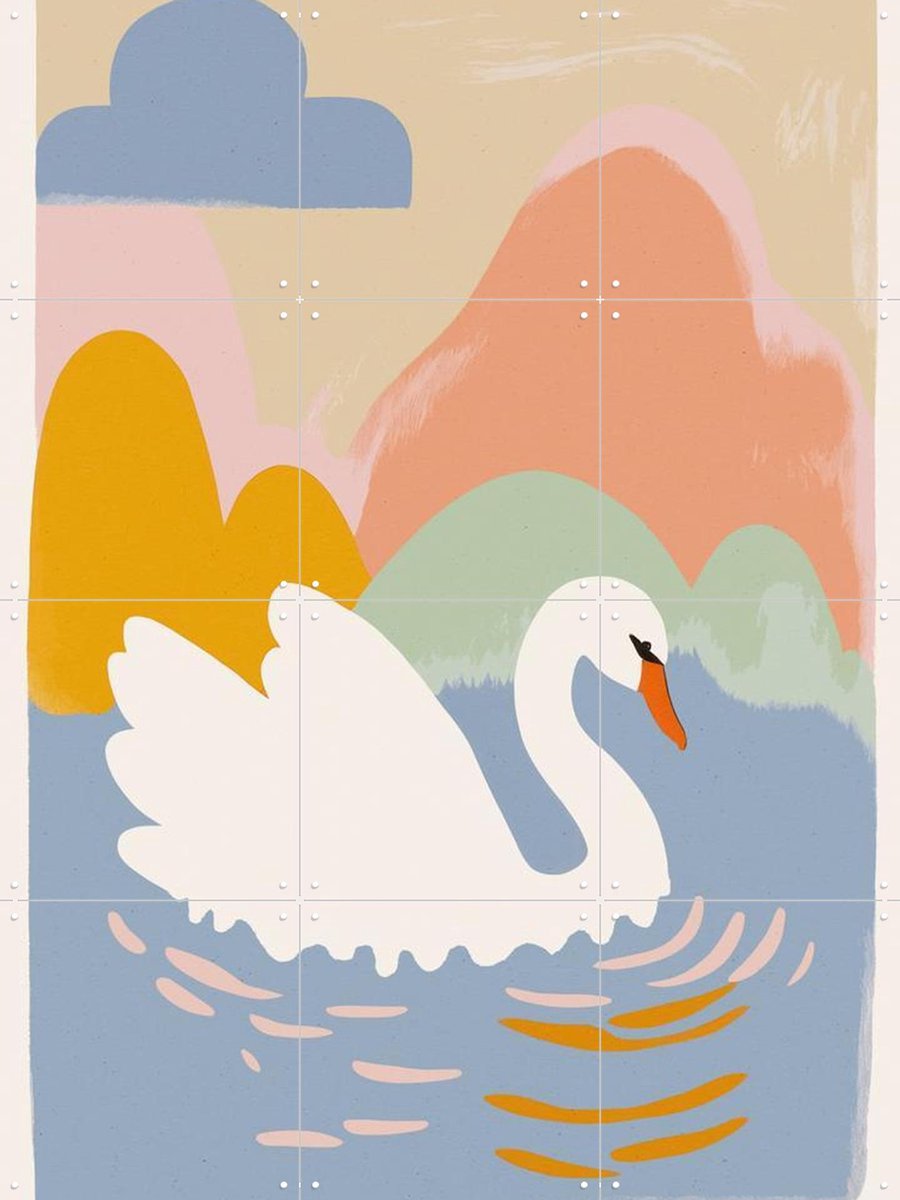 IXXI Swan in Lake, Treechild & Various - 60 x 80 cm - Gratis ophangtool - Grote wanddecoratie en posters Kinderkamer, Babykamer, Kinderen, Baby