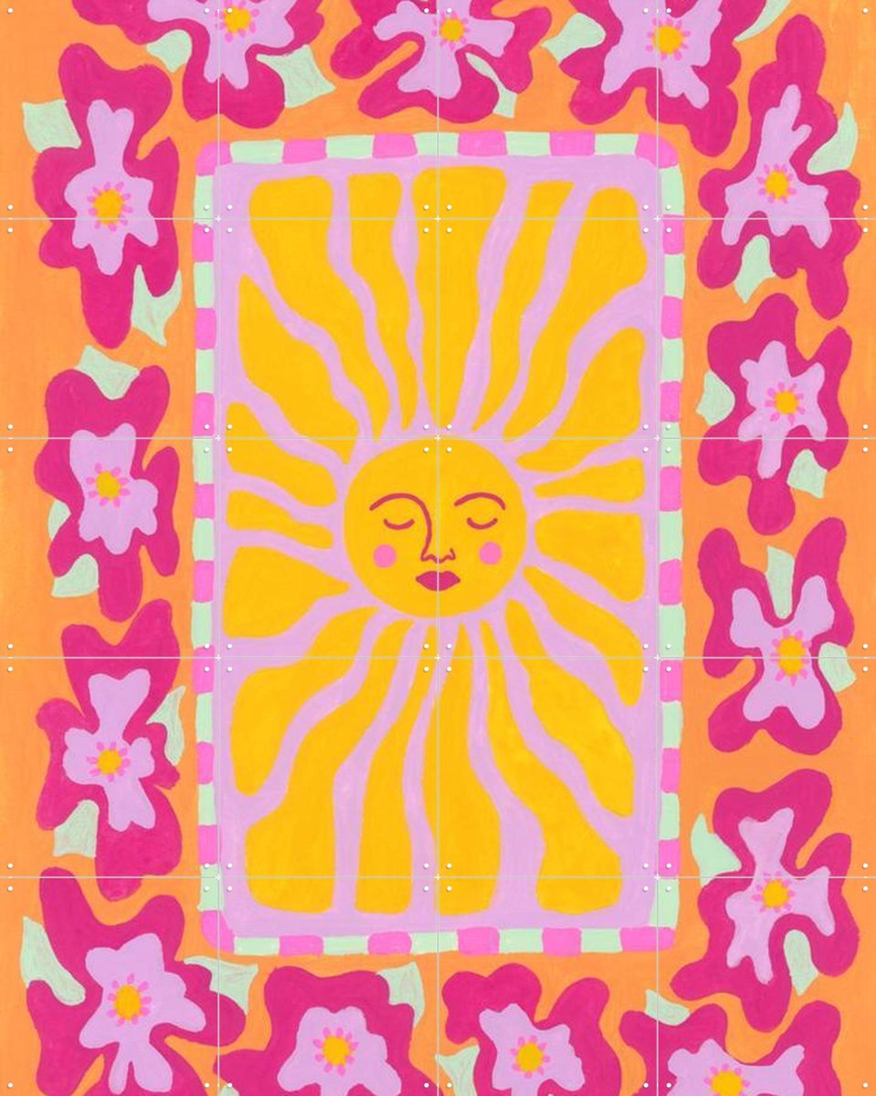 IXXI Sunshine, Kirsten Blom Art & Illustration - 80 x 100 cm - Gratis ophangtool - Grote wanddecoratie en posters - Fantasierijk, Pop art, Kleurrijk
