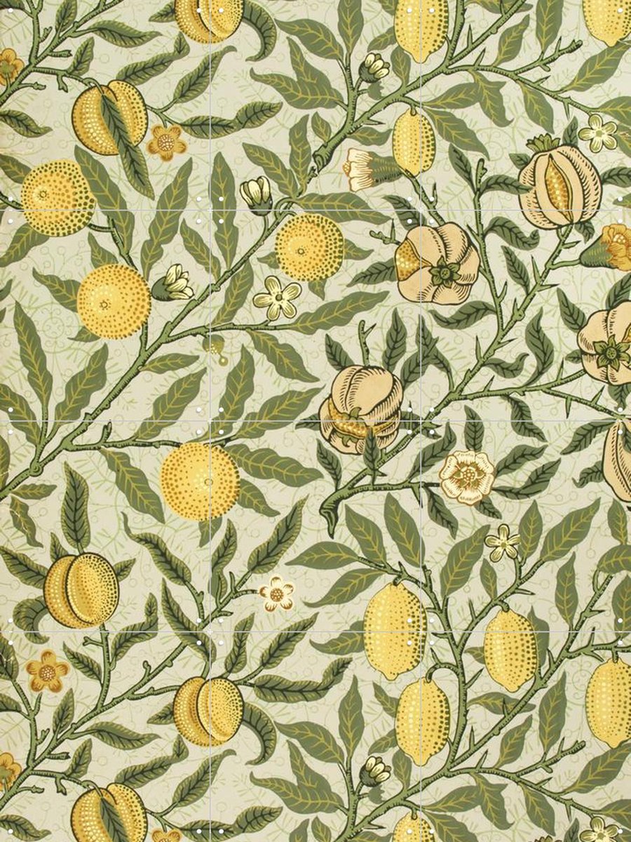 IXXI Fruit yellow, William Morris & Victoria and Albert Museum - 60 x 80 cm - Gratis ophangtool - Grote wanddecoratie en posters - Illustraties