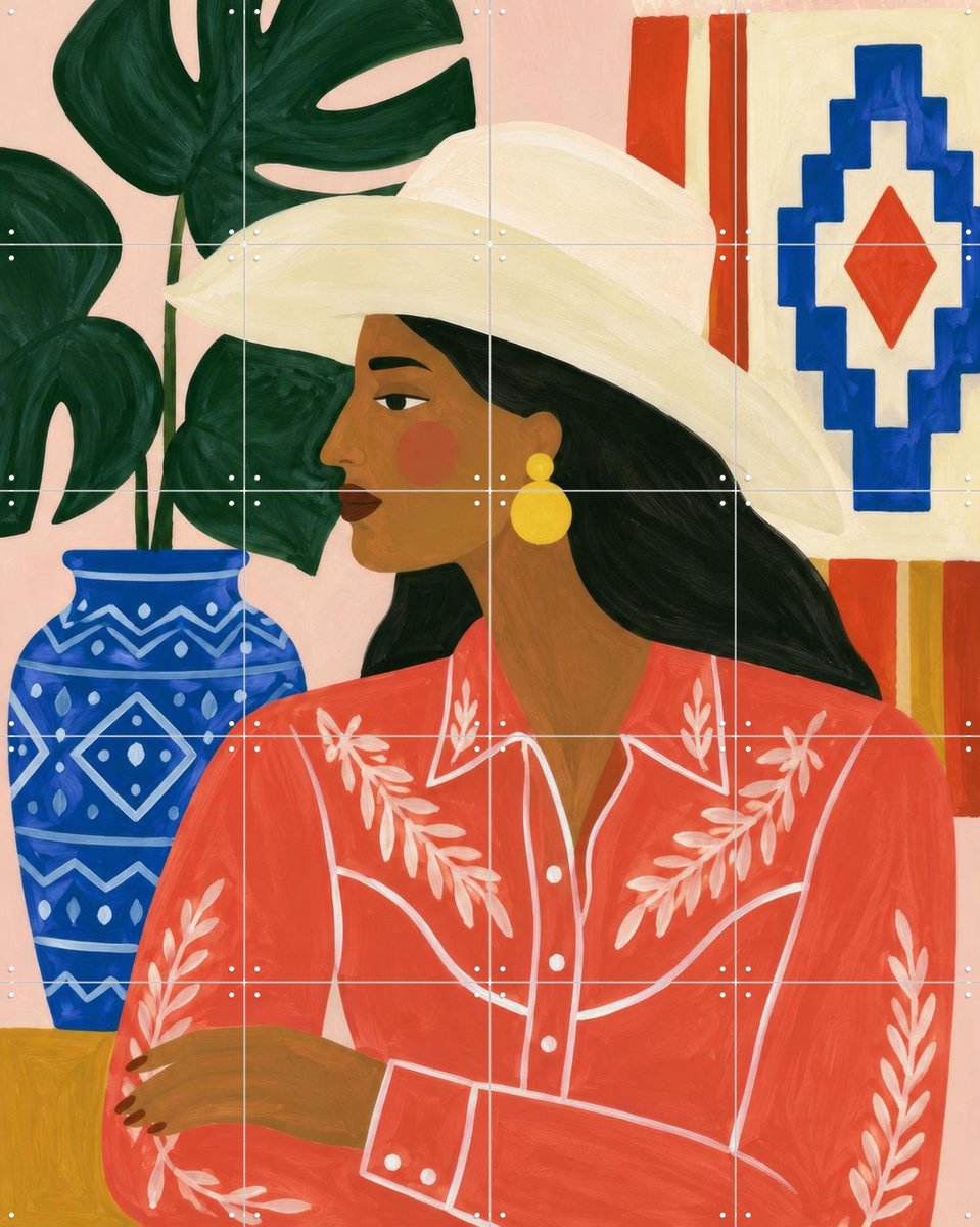 IXXI Western Muse, Atelier Pommeline - 80 x 100 cm - Gratis ophangtool - Grote wanddecoratie en posters - Illustraties, Kleurrijk, Modern