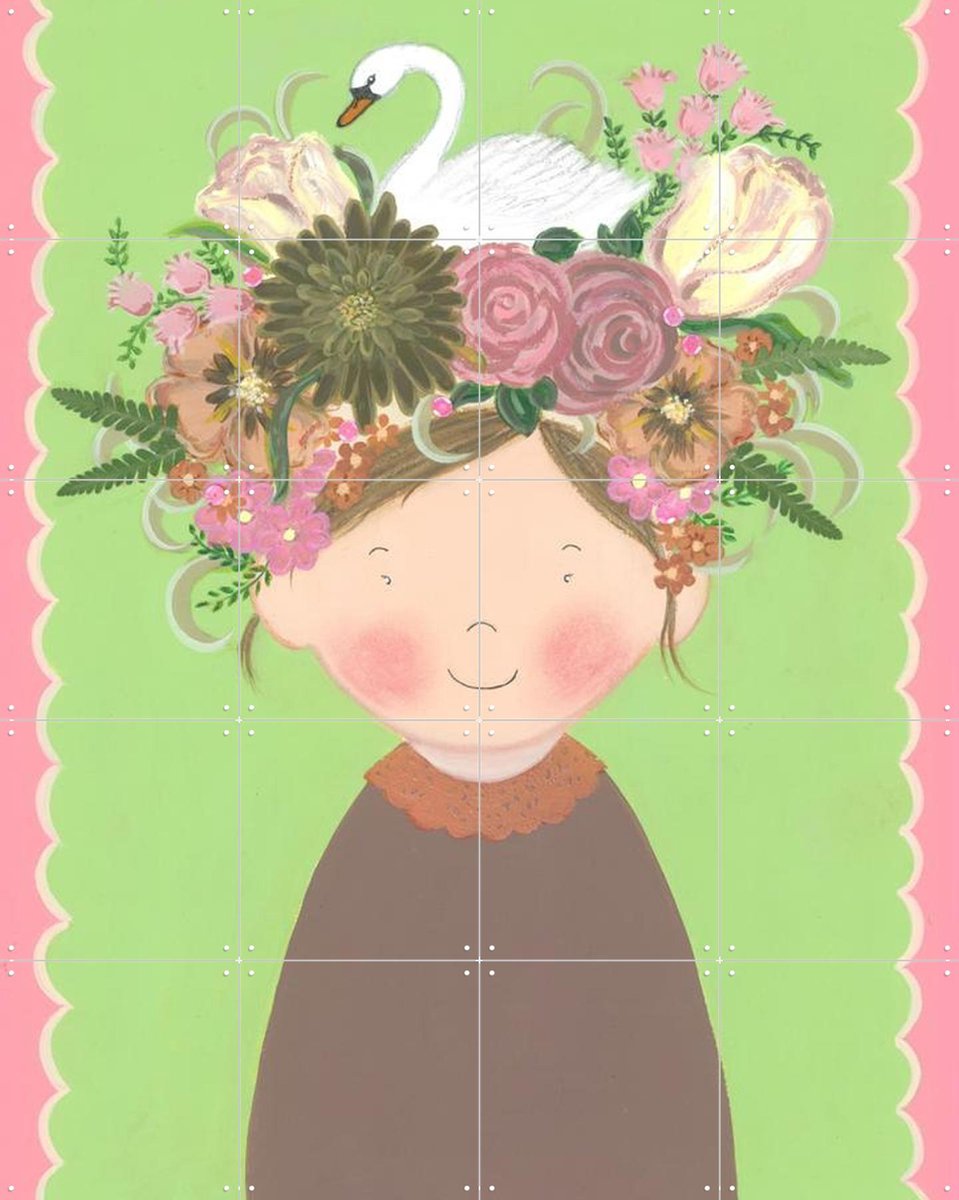 IXXI Flora met Fauna, Desirée van Hattem - 80 x 100 cm - Gratis ophangtool - Grote wanddecoratie en posters - Fantasierijk, Speels, Illustraties
