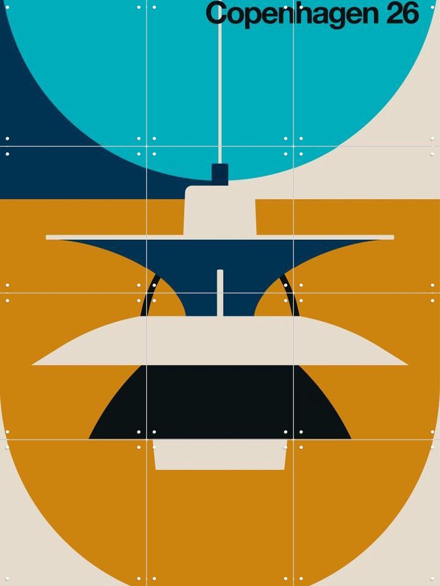 IXXI Copenhagen 26, Bo Lundberg - 60 x 80 cm - Gratis ophangtool - Grote wanddecoratie en posters - Illustraties, Kleurrijk, Geometrische Kunst