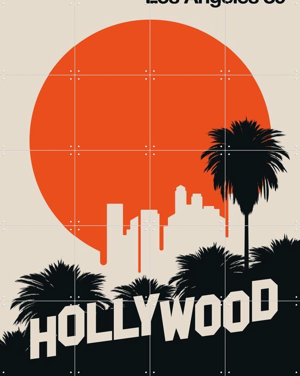 IXXI Los Angeles 89, Bo Lundberg - 80 x 100 cm - Gratis ophangtool - Grote wanddecoratie en posters - Illustraties, Kleurrijk, Mancave