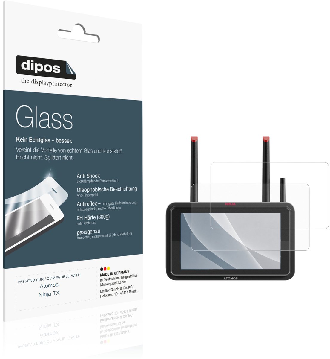 dipos – 2x Matte Pantserfolie geschikt voor Atomos Ninja TX | 9H Screenprotector