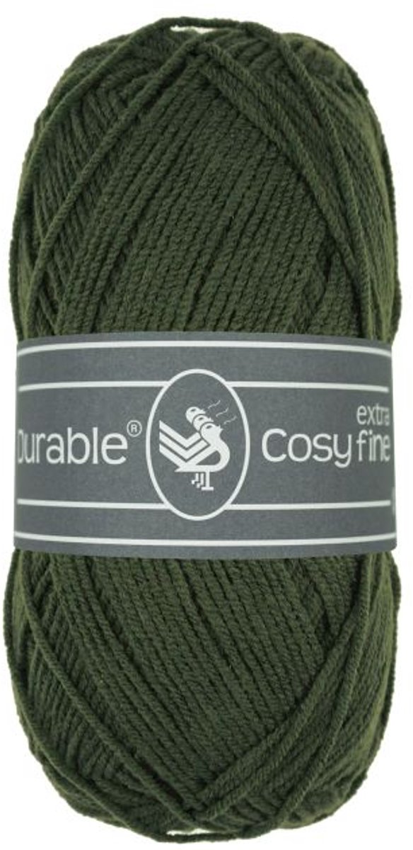 10 x Durable Cosy extra fine - katoen en acrylgaren - Dark Olive (2149) - haakgaren/breigaren - naald 3 a 3,5mm