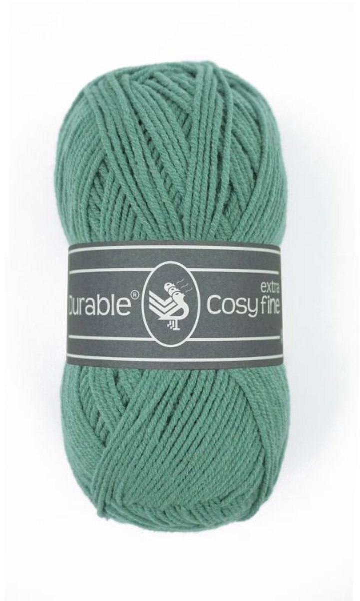 10 x Durable Cosy extra fine - katoen en acrylgaren - Vintage Green (2134) - haakgaren/breigaren - naald 3 a 3,5mm