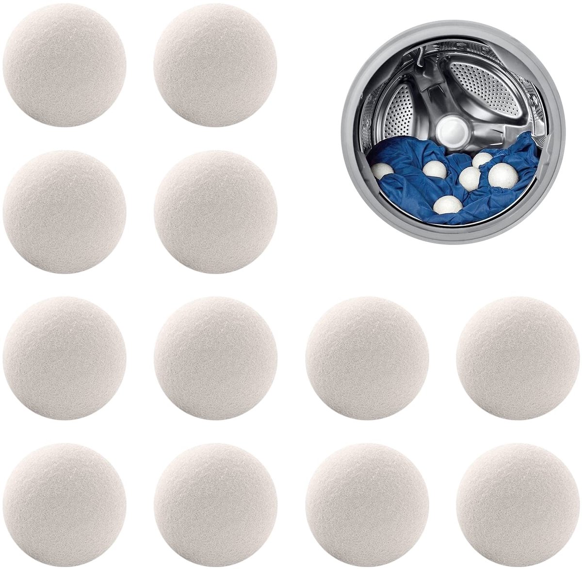 Drogerballen, drogerballen van natuurlijke wol, drogerballen voor de wasdroger, set van 12, droogballen van 100% pure - ShopVlot