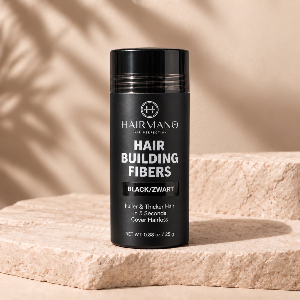HAIRMANO Hair Building Fibres 25g - Haarvezels voor Dun Haar - Volumepoeder - Direct Voller Uitziend Haar - Zwart