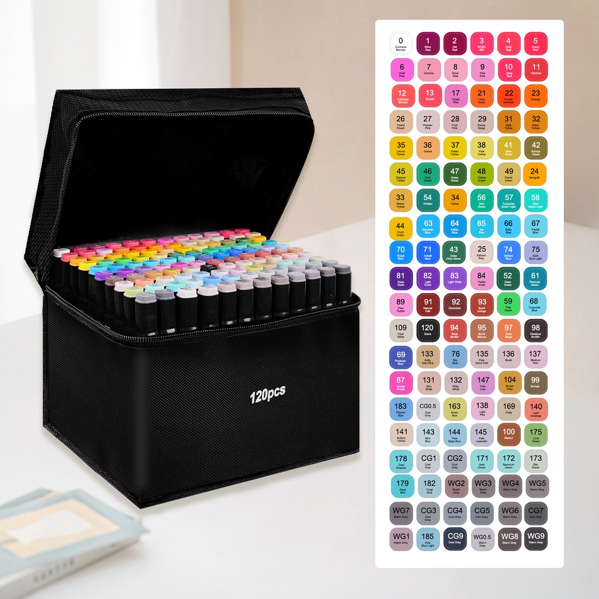 Currero Aquamarkers - Twinmarkers - Brushpennen - Stiften - Markeerstiften Op Waterbasis - Dual Tip - Tekenen En Kleuren - 120 Stuks