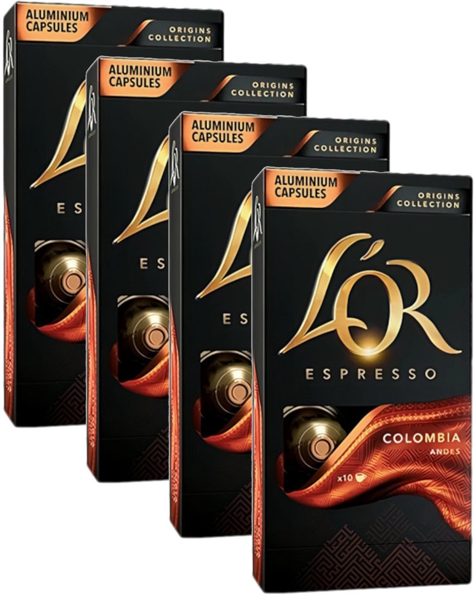 L'Or Espresso Origins Colombia Andes - Multipack - 40 (4x10) Koffiecups Compatibel met Nespresso Coffee Machine