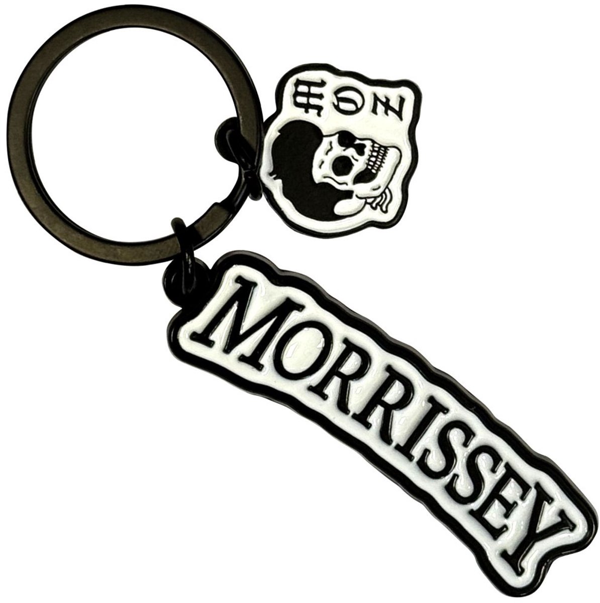Morrissey - Text Logo Charm Sleutelhanger - Wit/Zwart