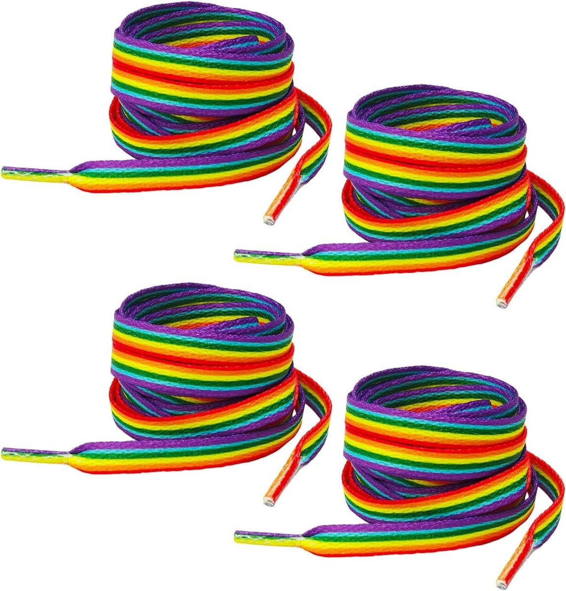 Kleurrijke Regenboog Veters, 2 Paar Lange Veters van Zes Kleuren voor Sportschoenen, Ideaal voor Sneakers en Casual Schoenen, 140 cm Lang