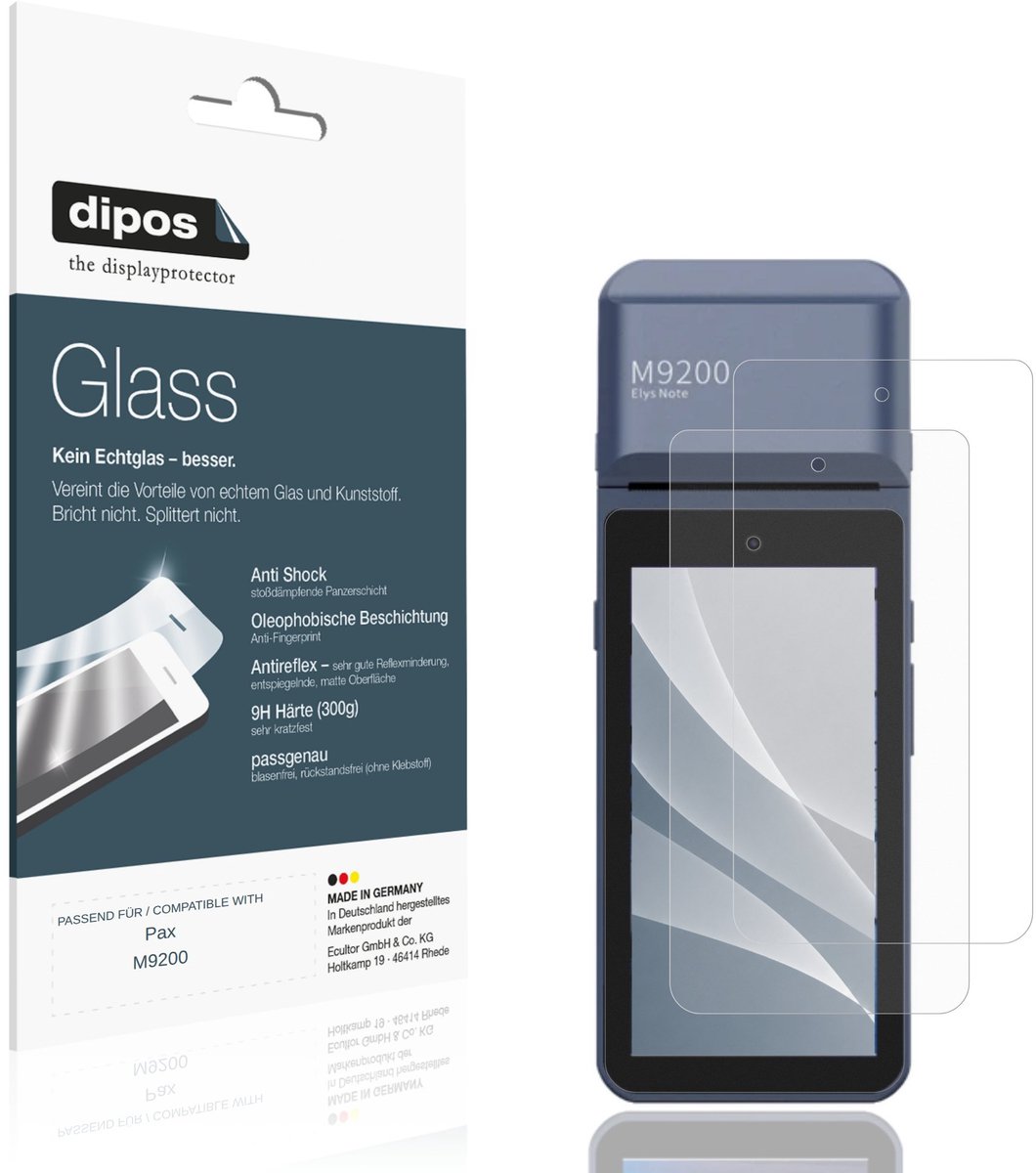 dipos – 2x Matte Pantserfolie geschikt voor Pax M9200 | 9H Screenprotector