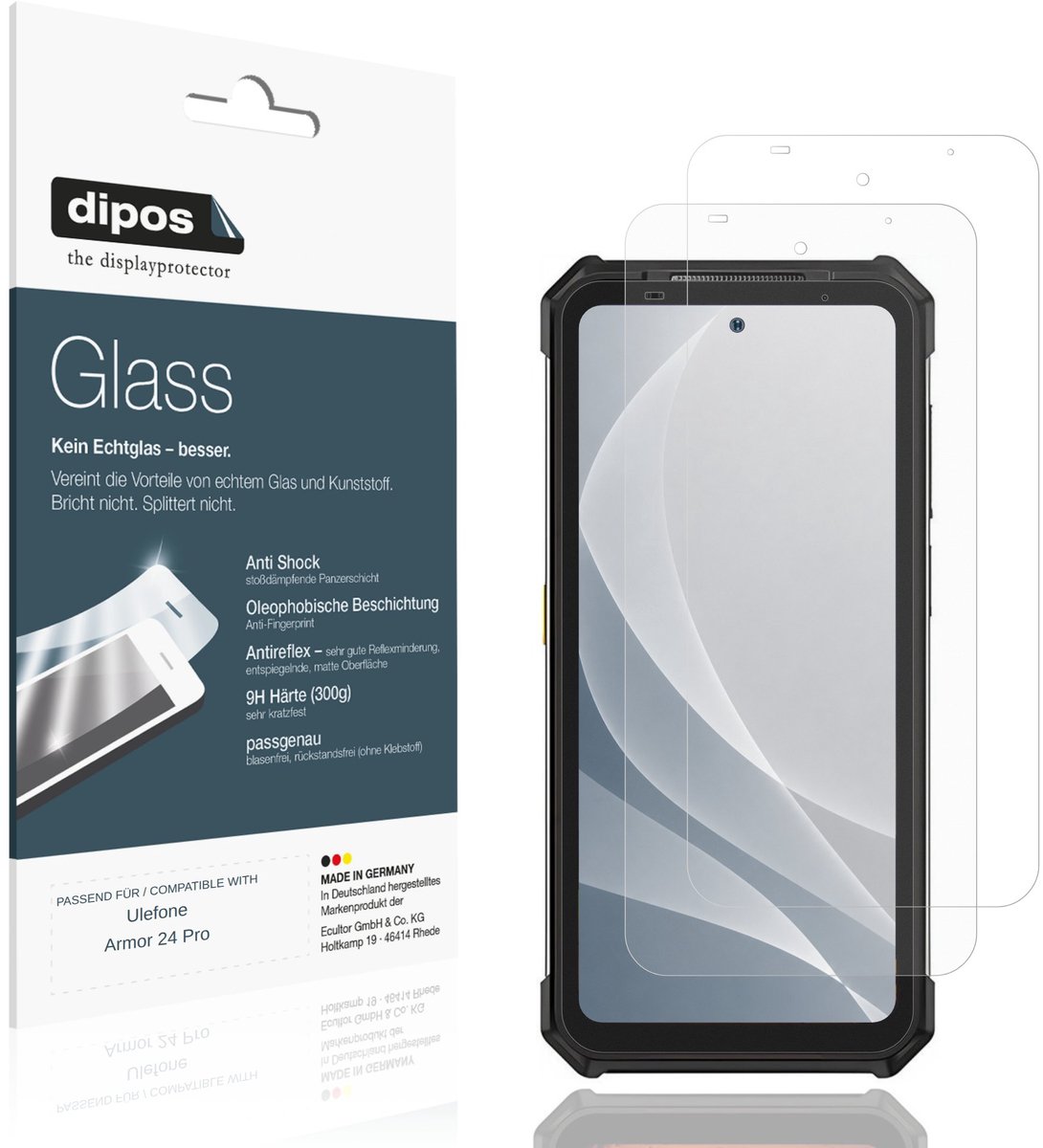 dipos – 2x Matte Pantserfolie geschikt voor Ulefone Armor 24 Pro | 9H Screenprotector