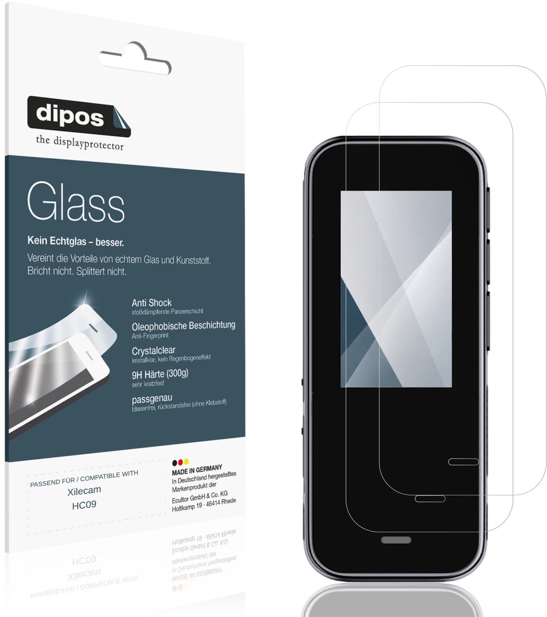 dipos – 2x Pantserfolie geschikt voor Xilecam HC09 | 9H Screenprotector