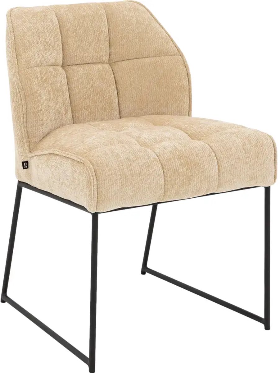 Goossens Eetkamerstoel Ronnie - Zonder Armleuning - Stof - Beige