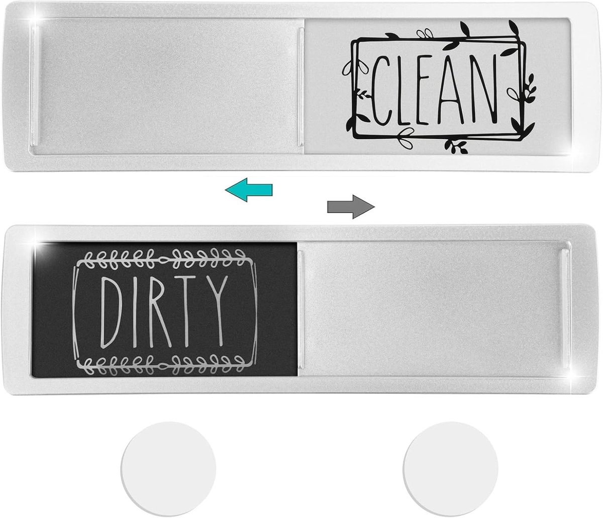 Elegante Magnetische Indicator voor Vaatwasser, Schoon en Vies Signaal met Glijdend Ontwerp, Sterke Magneten voor Keukenorganisatie en Opslag, Zilver