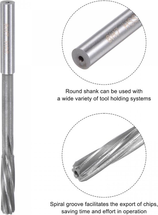 Spann Reibahle 6mm H7 HSS met Spiraal Groeven voor Draaibank en Rijstmolen Cutter, Precisie Gereedschap en Snijtechniek — afbeelding 2