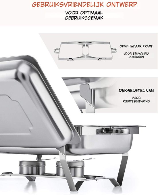 Kavo Warmhoud Bakken - Elektrische Voedselwarmer - Voedselwarmer voor Buffet & Catering - Zilver - 64cm × 36cm × 30cm — afbeelding 2