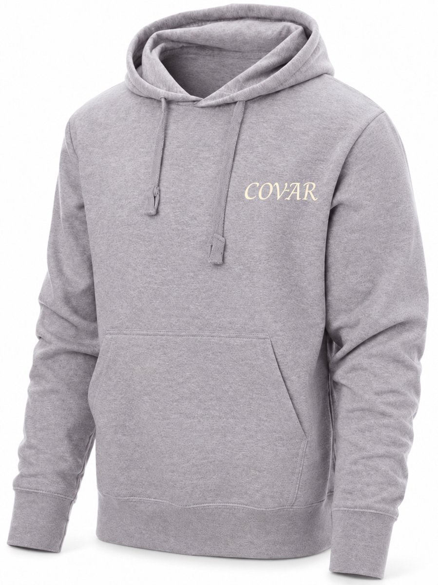 Hoodie Heren - Heren Trui met Capuchon - Grijs - Katoen - COVAR Design - Maat 5XL