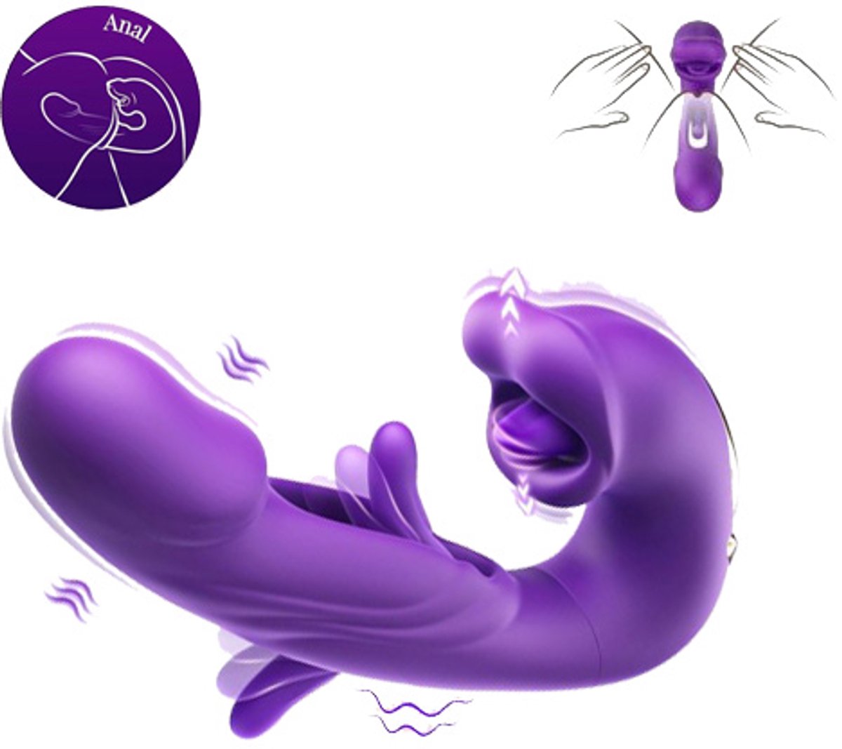 ECTEATOY® Luxe 3-in-1 Vibrator – Ergonomische Clitoris & G-Spot Stimulator – 12 Standen - Fluisterstil (55dB) - Waterdicht – Seksspeeltjes voor Vrouwen – Paars