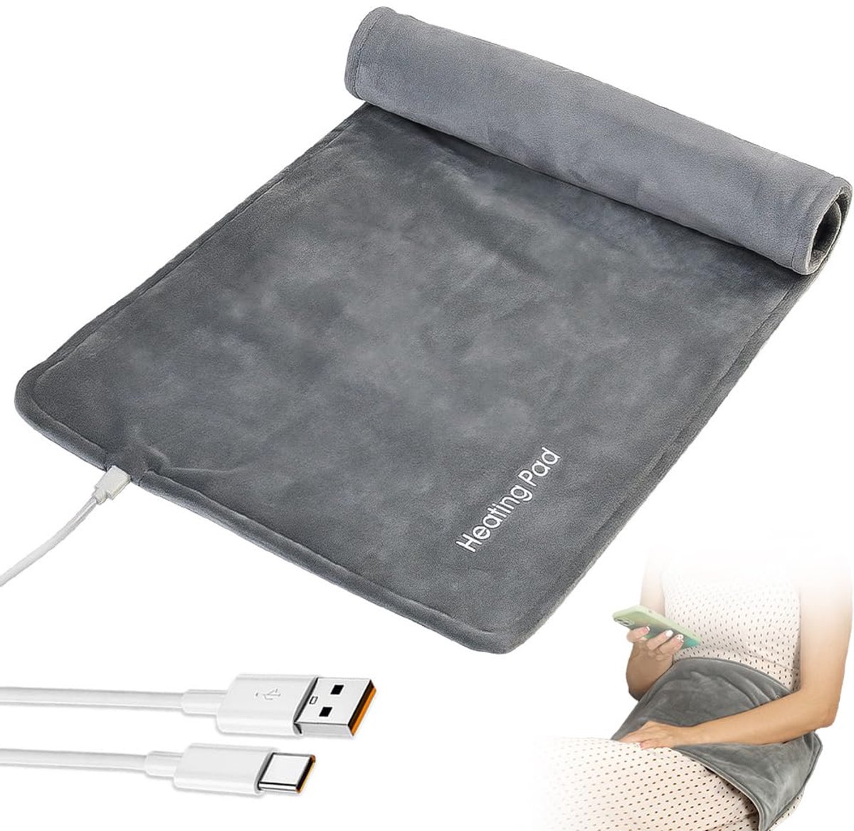Hojalis USB-verwarmingskussen, elektrische deken, USB-verwarmingskussen, draagbaar, 5 V, wasbaar, USB-elektrische - ShopVlot