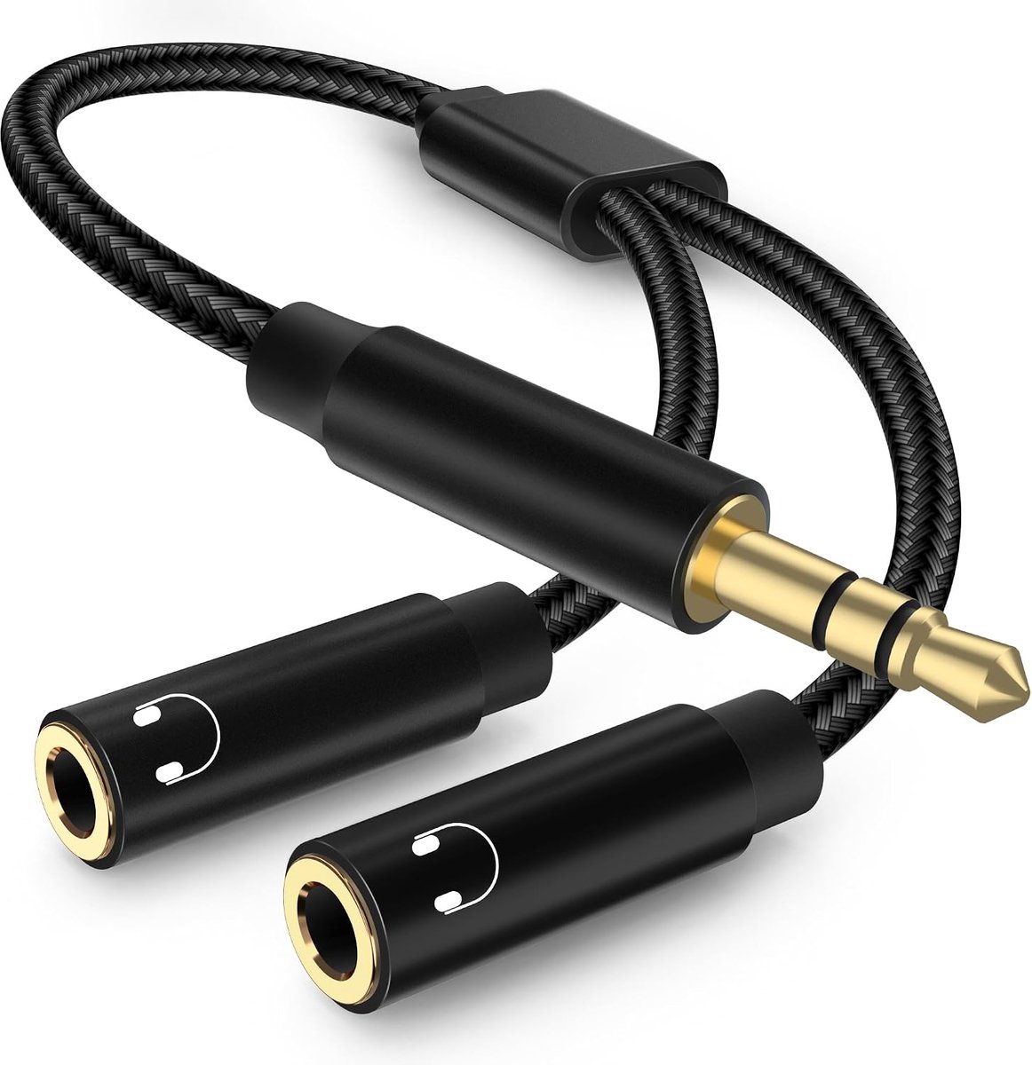 Jack- en hoofdtelefoonadapter, 3,5 mm stereo-jackplug, compatibel met hoofdtelefoons, tablets, autoradio's - ShopVlot