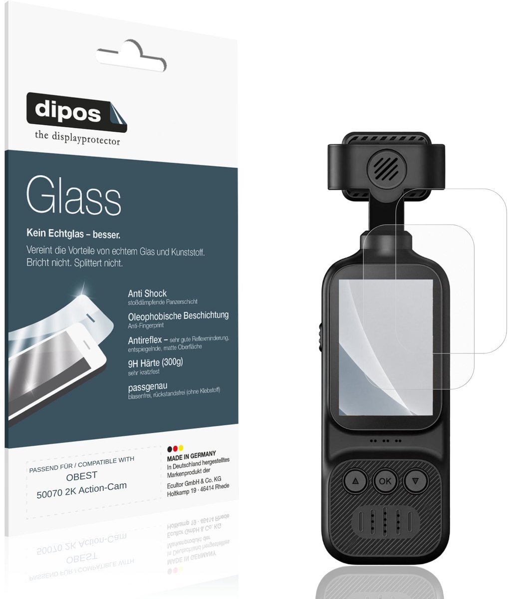 dipos – 2x Matte Pantserfolie geschikt voor OBEST 50070 2K Action-Cam | 9H Screenprotector