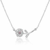 Maevi® Ketting met Geboortebloem & Geboortesteen - Kleur: Zilver - Maand: Oktober - Roestvrijstaal / RVS / Stainless Steel - Hoge Kwaliteit - Verkleurt niet - Incl. Luxe Verpakking - Cadeau Dames / Moeder / Mama - Kraamcadeau / Geboortecadeau