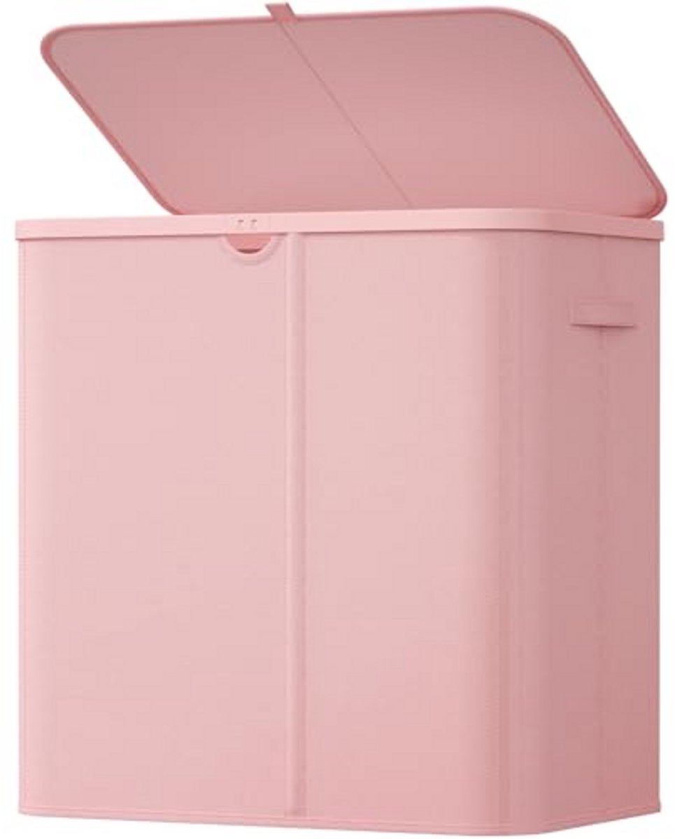 Wasmand met 3 Vakken – Opvouwbare Wasmand met Uitneembare Waszakken, Handgrepen en Ruime Vakken voor Kleding en Wasgoed